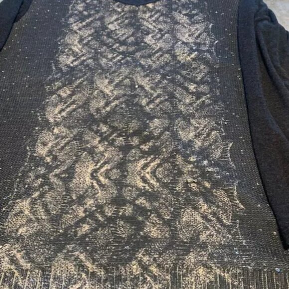 Tricotto Women's S V-neck grey/white/black sequin embellished knit sweater - Picture 5 of 8